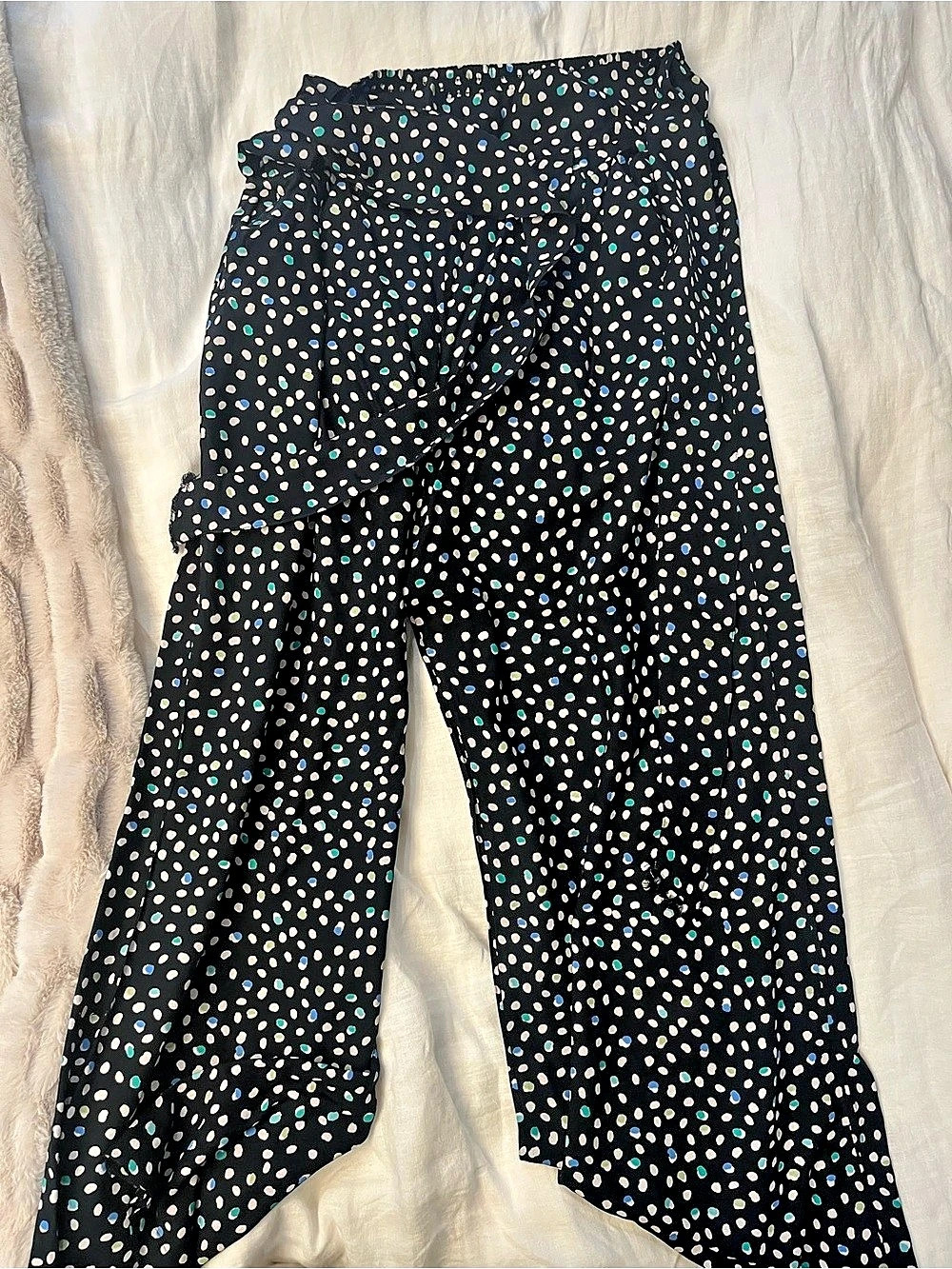 Wide Leg Polka Dot Pants in Black & White